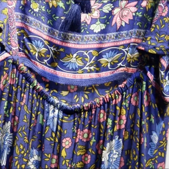 Blue Floral Boho Open Back Maxi Dress - Picture 5 of 6